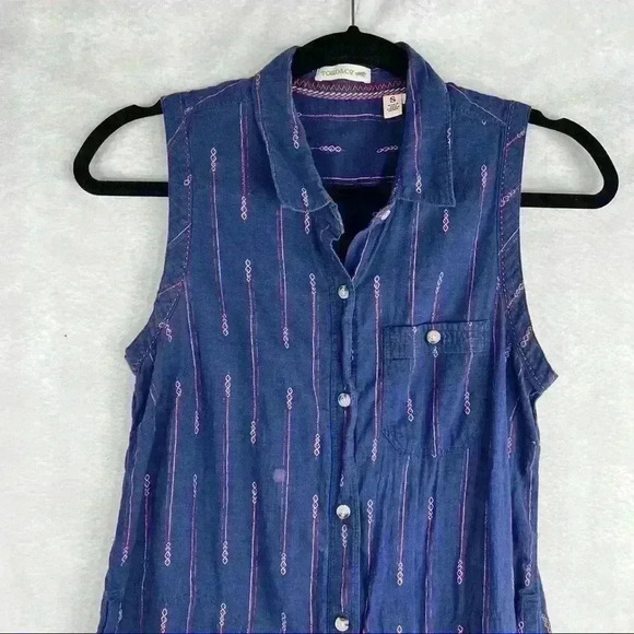 Toad&Co Organic Cotton Dress Womens S Indigo Ridge Sleeveless Button Up Pockets - Picture 4 of 14